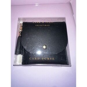 Lark and Ives Collectibles Black Pebbled Vegan Leather Card Purse Snap‎ New